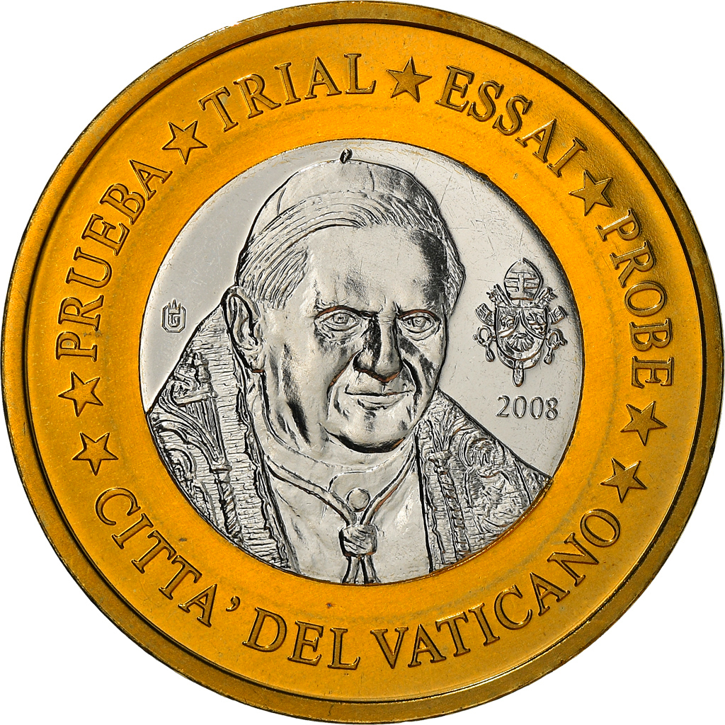 Vatican, Medal, 1 E, Essai-Trial Benoit XVI, 2008, , Bi-Metallic
