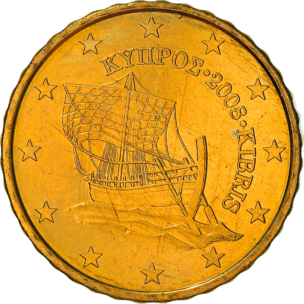Coin, Cyprus, 10 Euro Cent, 2008, , Brass, KM:81