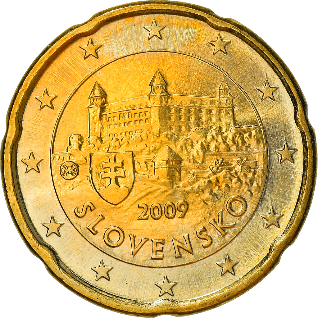 Slowakei, 20 Euro Cent, 2009, Kremnica, VZ+, Messing, KM:99
