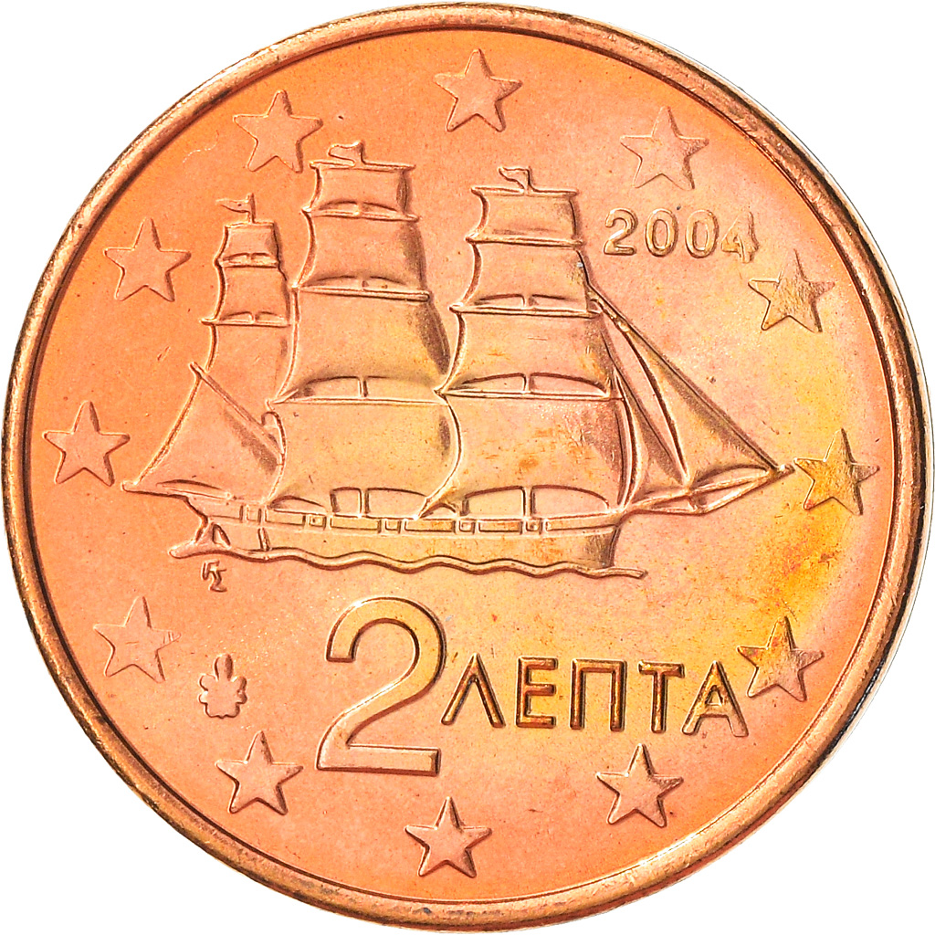 Griechenland, 2 Euro Cent, 2004, Athens, VZ+, Copper Plated Steel, KM:182