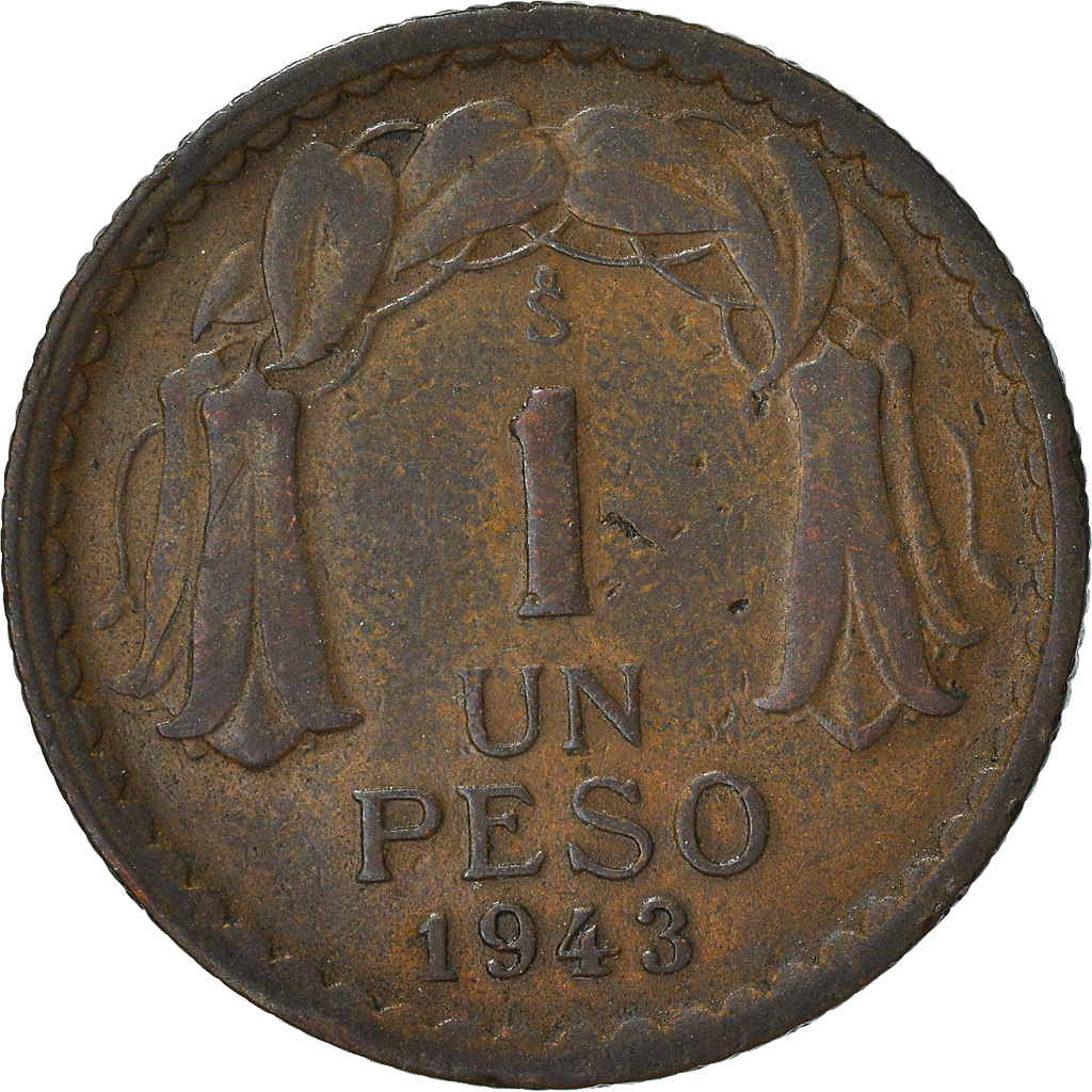Coin, Chile, Peso, 1943, , Copper, KM:179