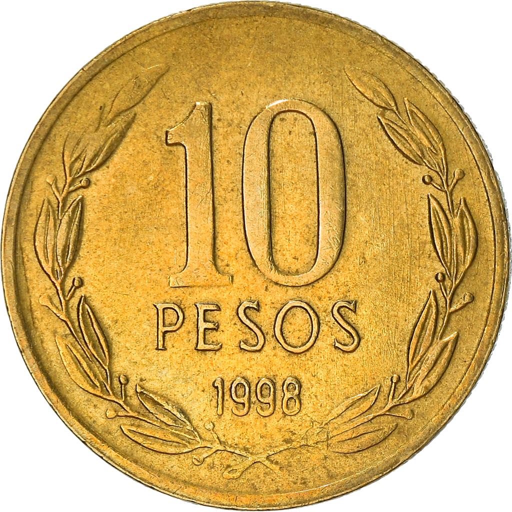 Coin, Chile, 10 Pesos, 1998, Santiago, , Aluminum-Bronze, KM:228.2