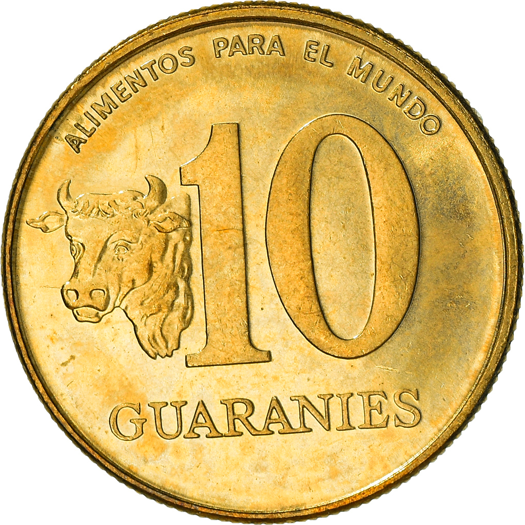 Coin, Paraguay, 10 Guaranies, 1996, , Brass plated steel, KM:178a