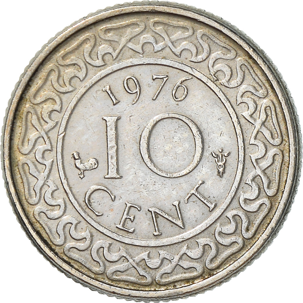 Coin, Surinam, 10 Cents, 1976, , Copper-nickel, KM:13