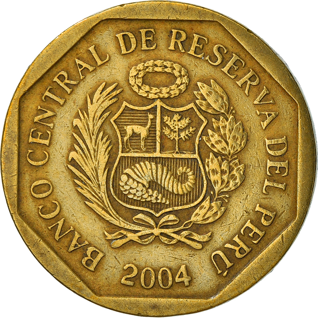Coin, Peru, 10 Centimos, 2004, Lima, , Brass, KM:305.4