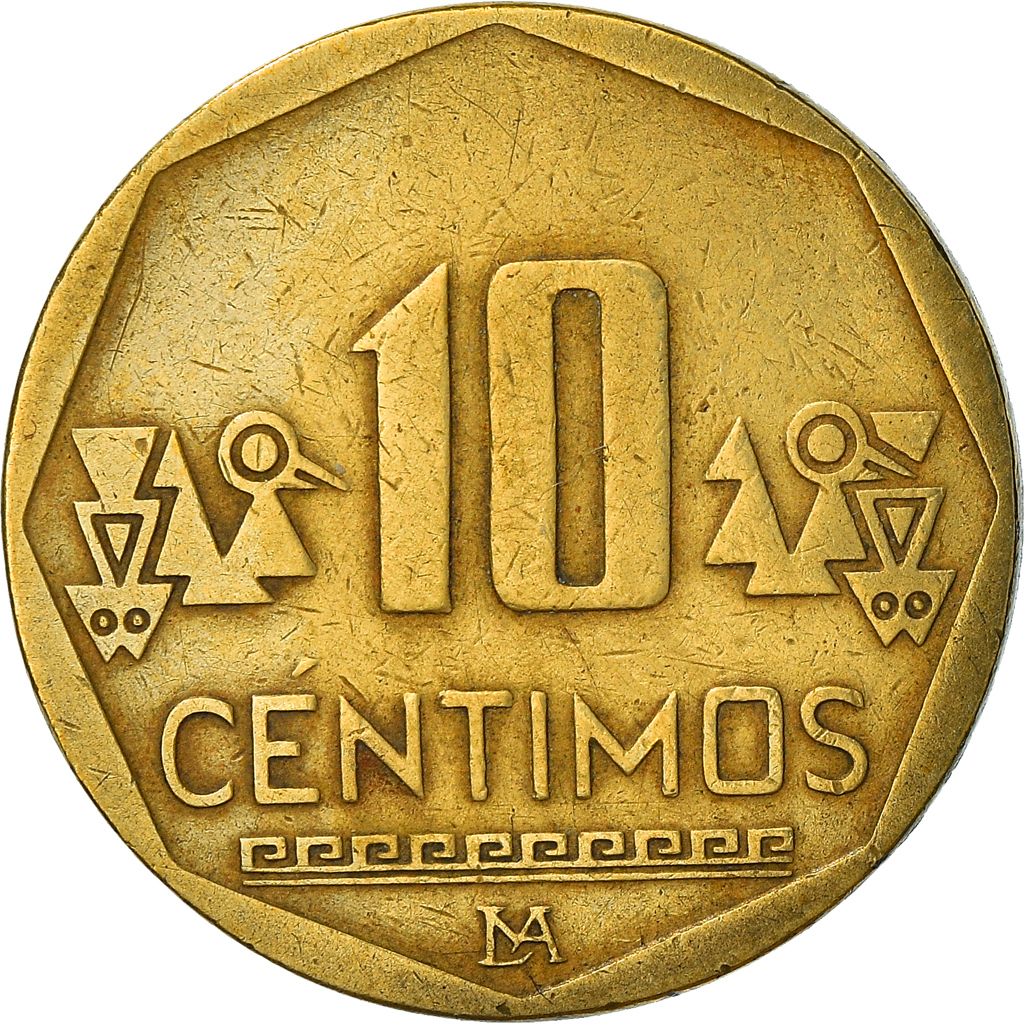 Coin, Peru, 10 Centimos, 2004, Lima, , Brass, KM:305.4