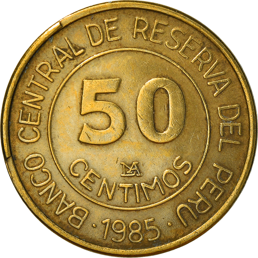 Coin, Peru, 50 Centimos, 1985, Lima, , Brass, KM:295