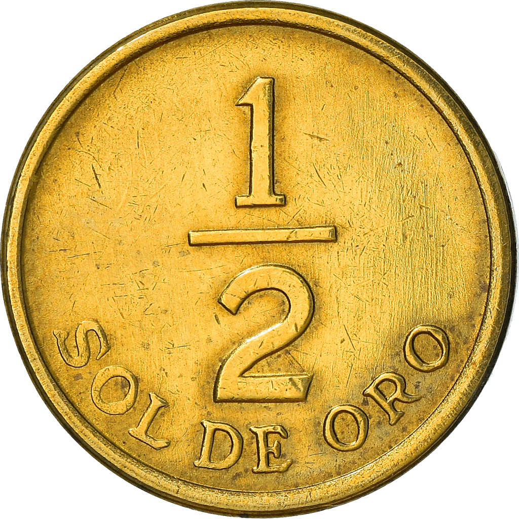Coin, Peru, 1/2 Sol, 1976, Lima, , Brass, KM:265