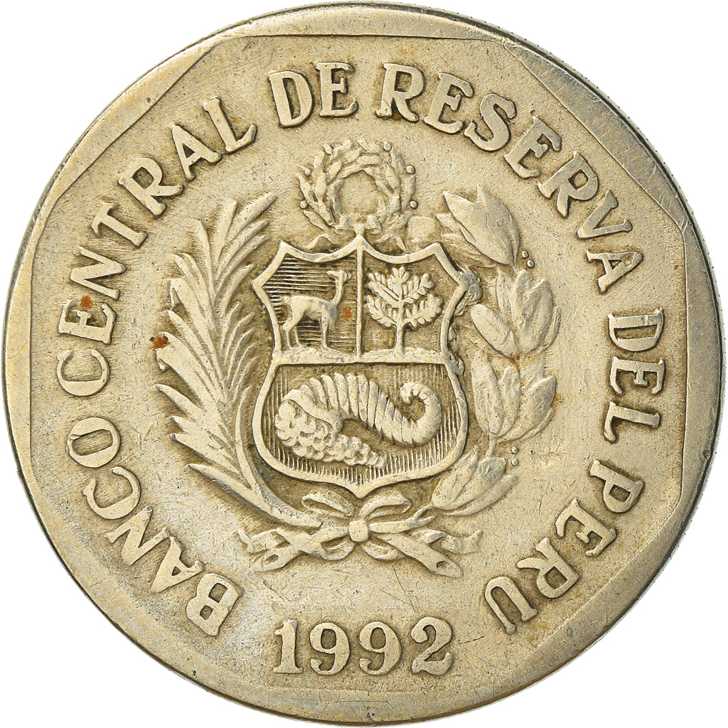 Coin, Peru, Nuevo Sol, 1992, Lima, , Copper-Nickel-Zinc, KM:308.1