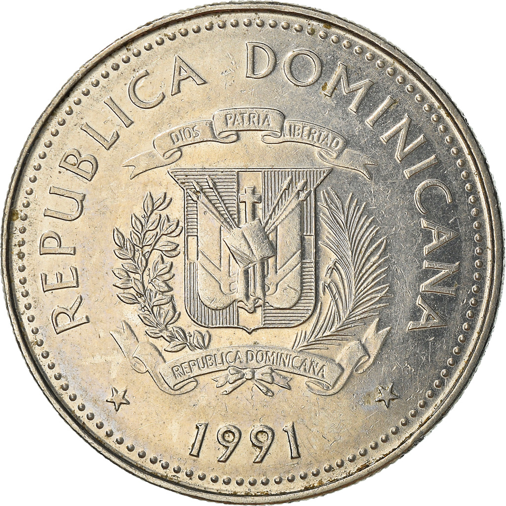 Coin, Dominican Republic, 25 Centavos, 1991, , Nickel Clad Steel