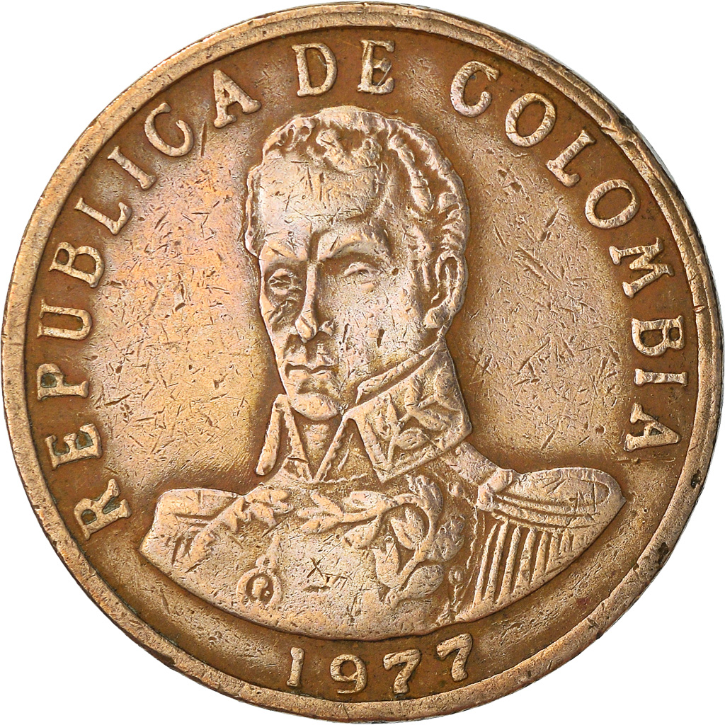 Coin, Colombia, 2 Pesos, 1977, , Bronze, KM:263