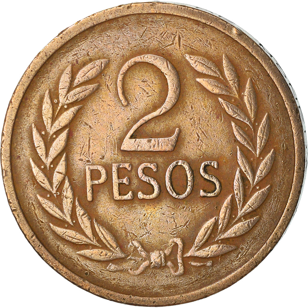 Coin, Colombia, 2 Pesos, 1977, , Bronze, KM:263