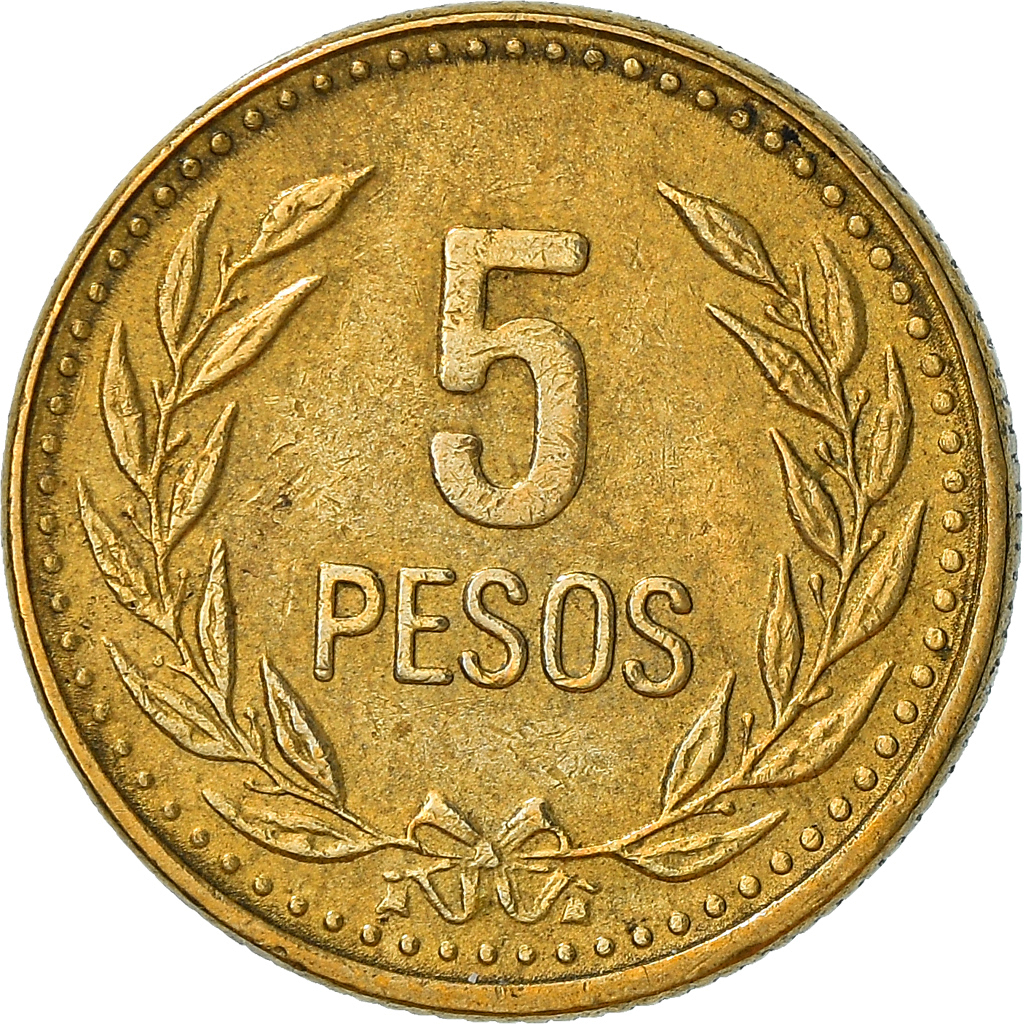 Coin, Colombia, 5 Pesos, 1989, , Aluminum-Bronze, KM:280
