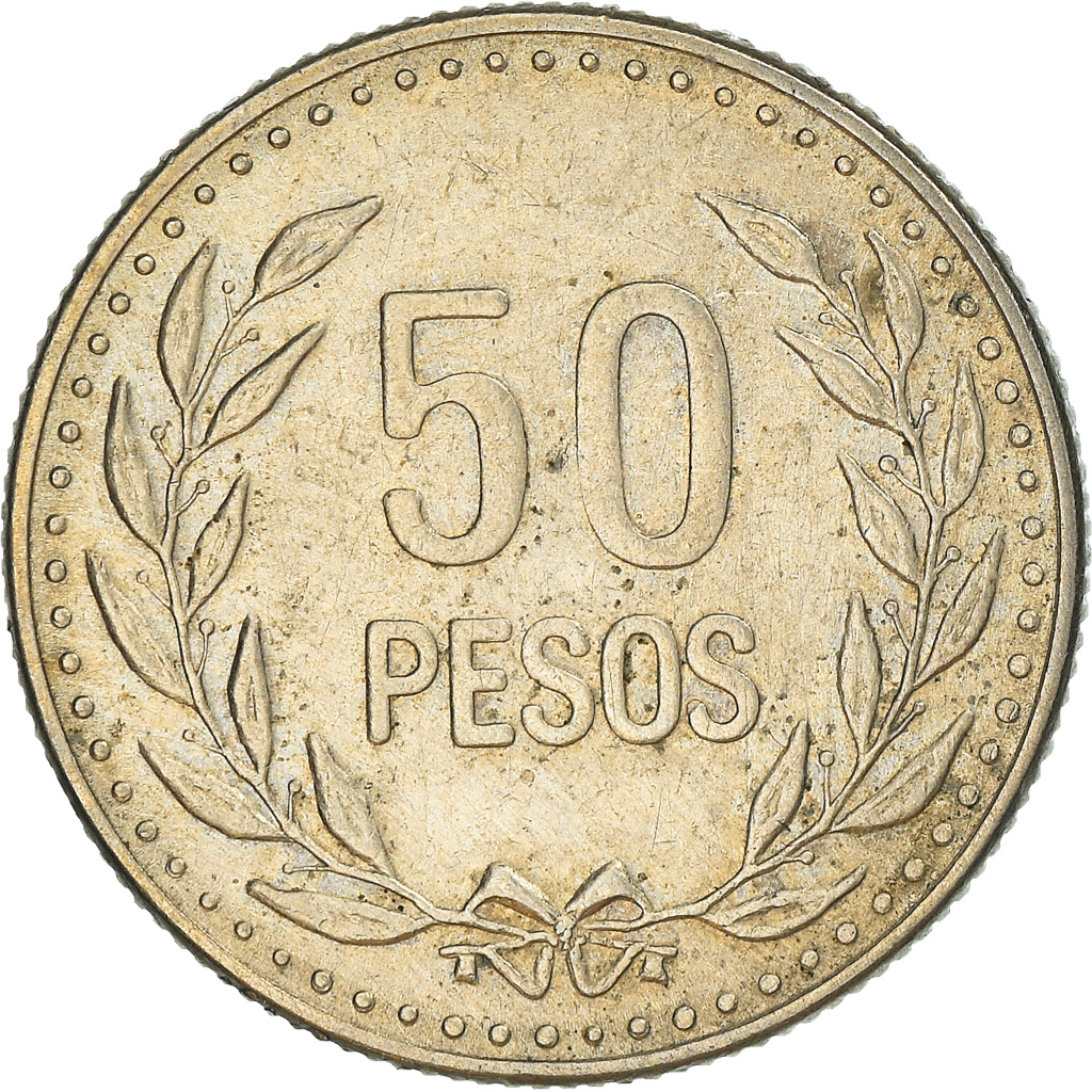 Coin, Colombia, 50 Pesos, 1990, , Copper-Nickel-Zinc, KM:283.1
