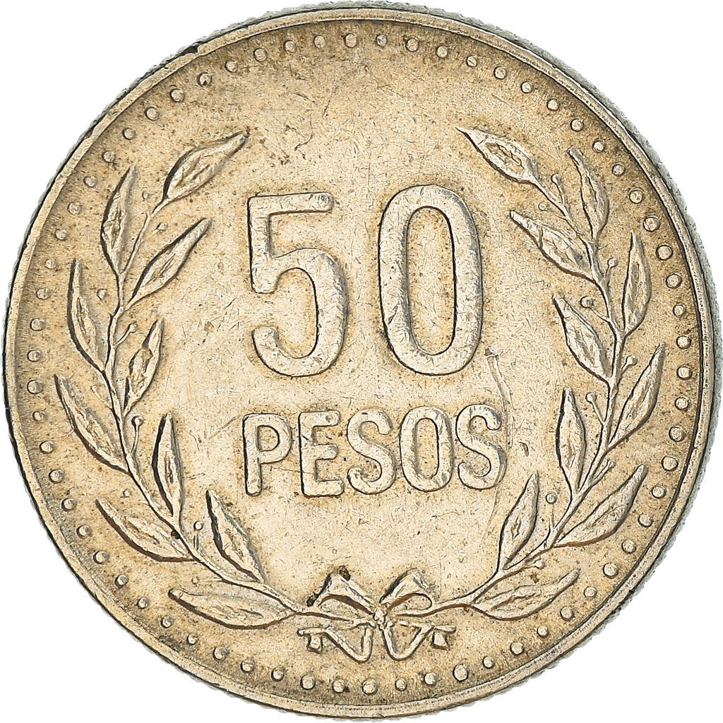Coin, Colombia, 50 Pesos, 1991, , Copper-Nickel-Zinc, KM:283.1