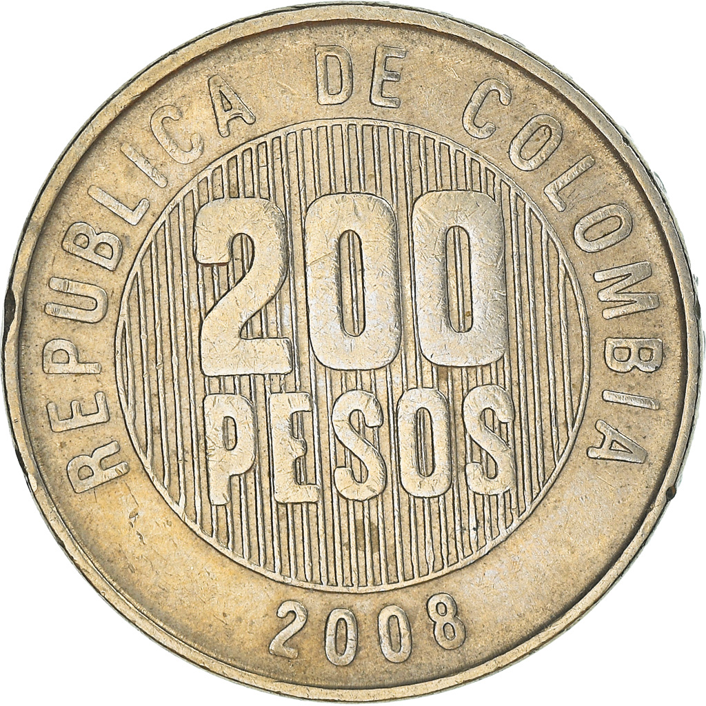 Coin, Colombia, 200 Pesos, 2008, , Copper-Nickel-Zinc, KM:287