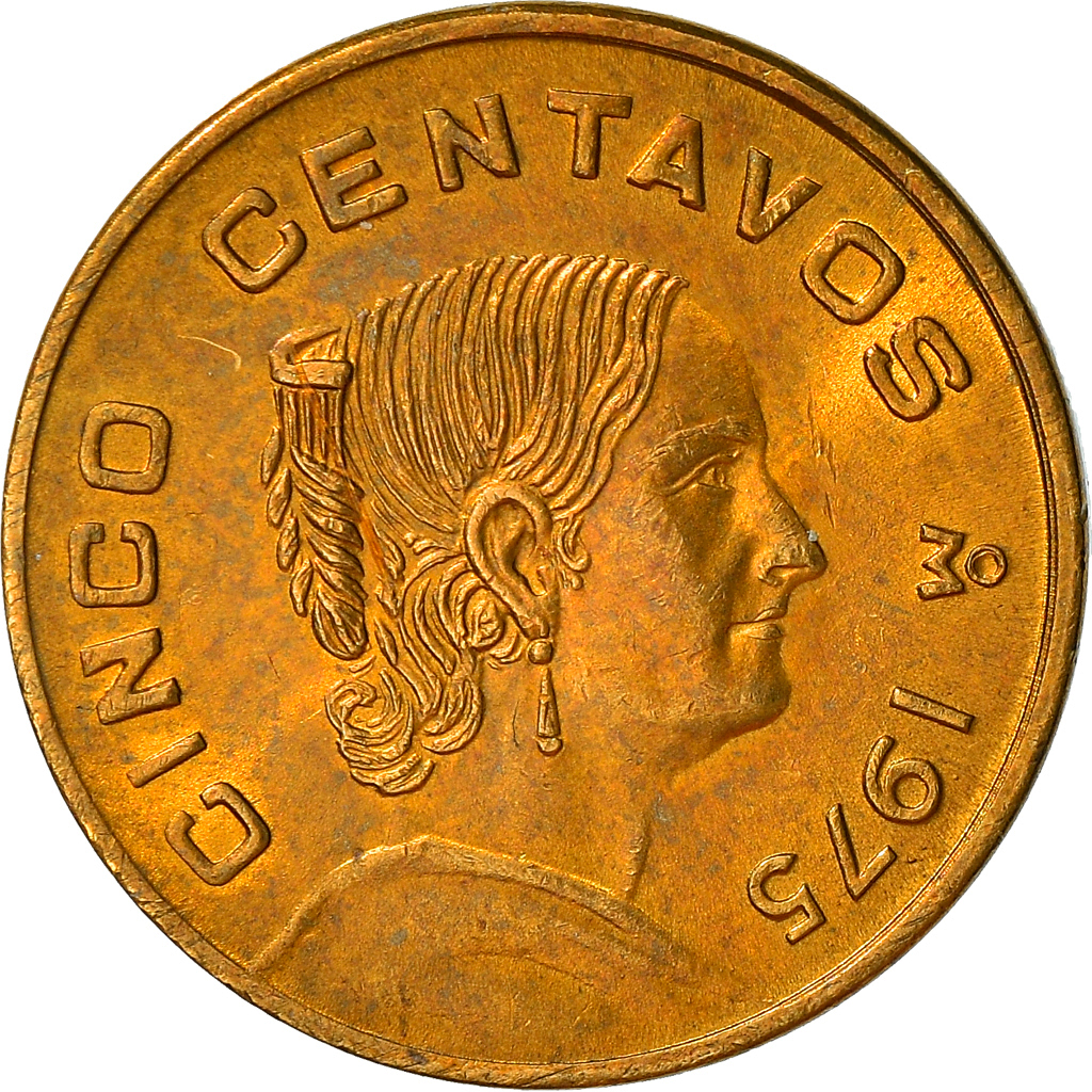 Coin, Mexico, 5 Centavos, 1975, Mexico City, , Brass, KM427 North & Central American and