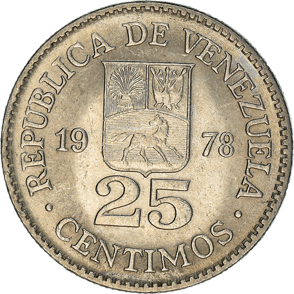 Moneda, Venezuela, 25 Centimos, 1978, Werdohl, EBC+, Níquel, KM:50.1