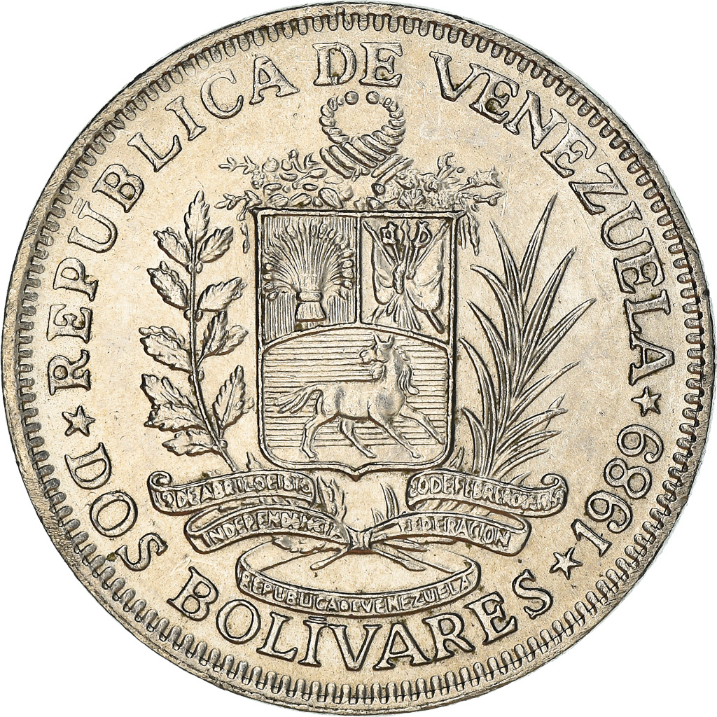 Coin, Venezuela, 2 Bolivares, 1989, , Nickel Clad Steel, KM:43a.1