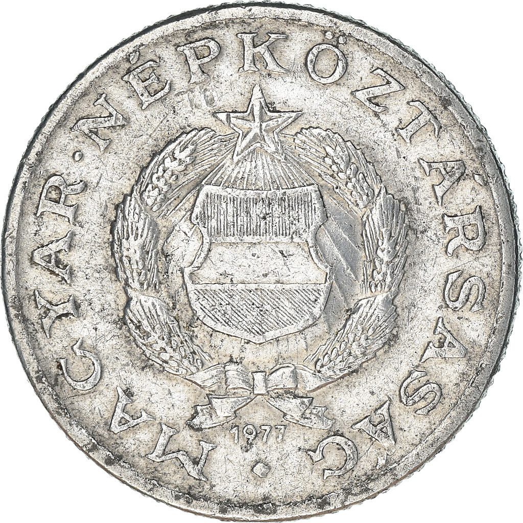 Moneda, Hungría, Forint, 1977, Budapest, BC+, Aluminio, KM:575
