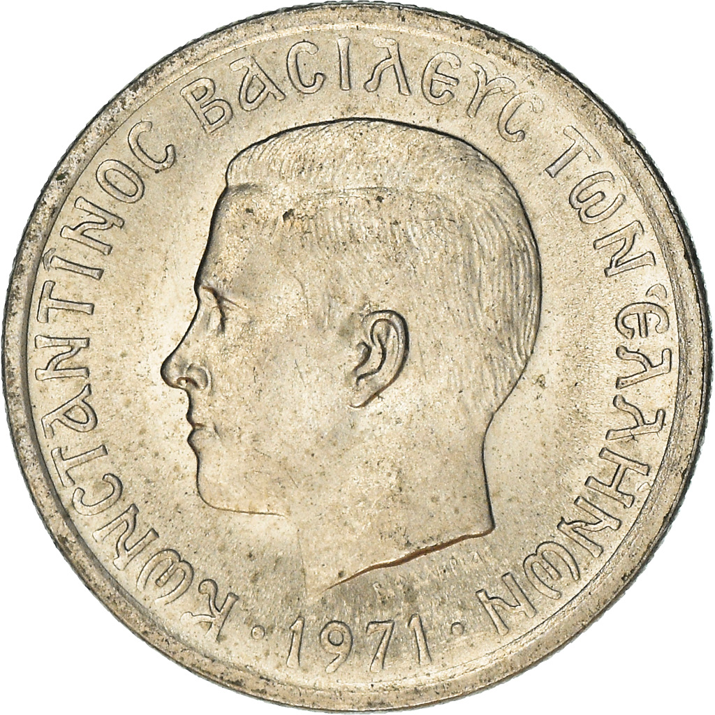 Moneda, Grecia, Constantine II, 50 Lepta, 1971, EBC+, Cobre - níquel, KM:97.1