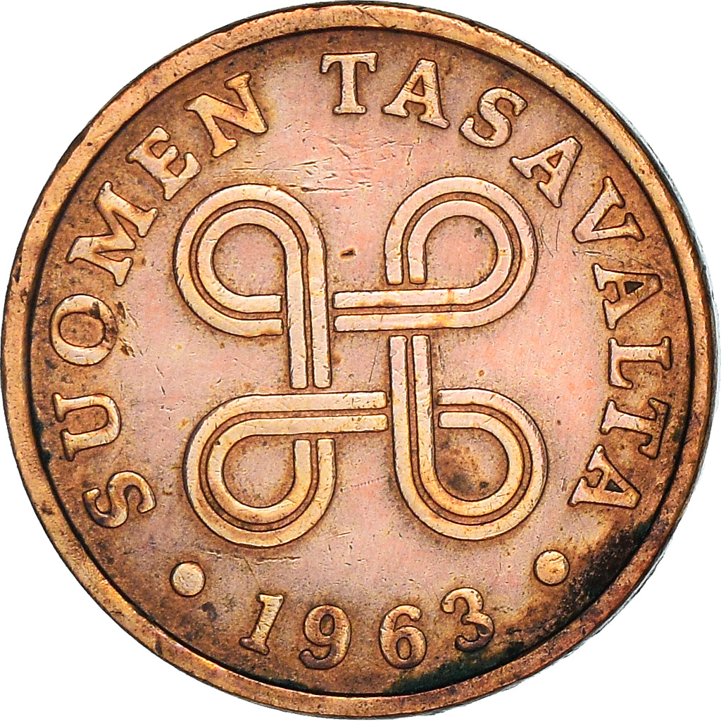 Moneda, Finlandia, Penni, 1963, BC+, Cobre, KM:44