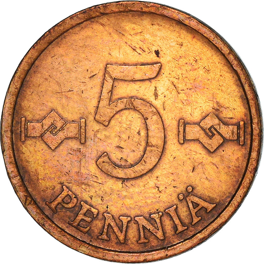 Coin, Finland, 5 Pennia, 1970, , Copper, KM:45