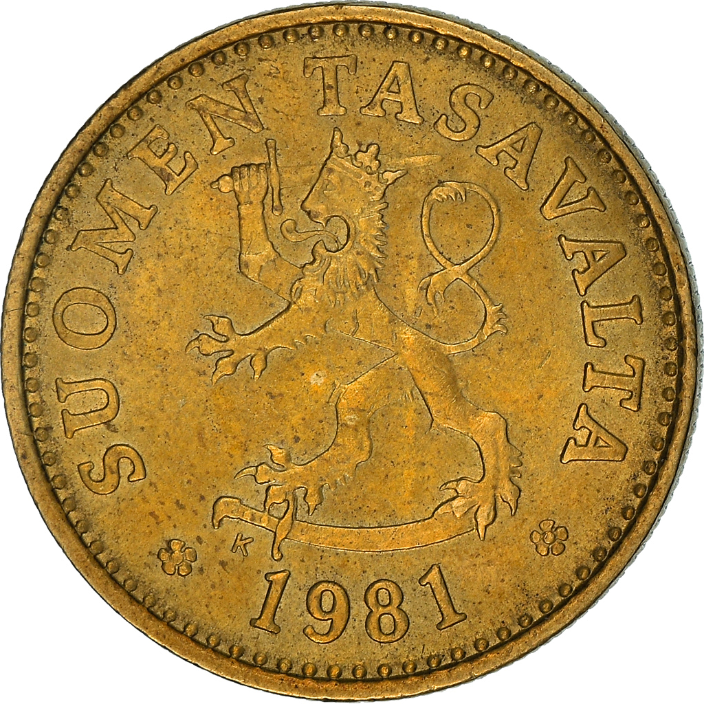 Moneda, Finlandia, 10 Pennia, 1981, MBC+, Aluminio - bronce, KM:46