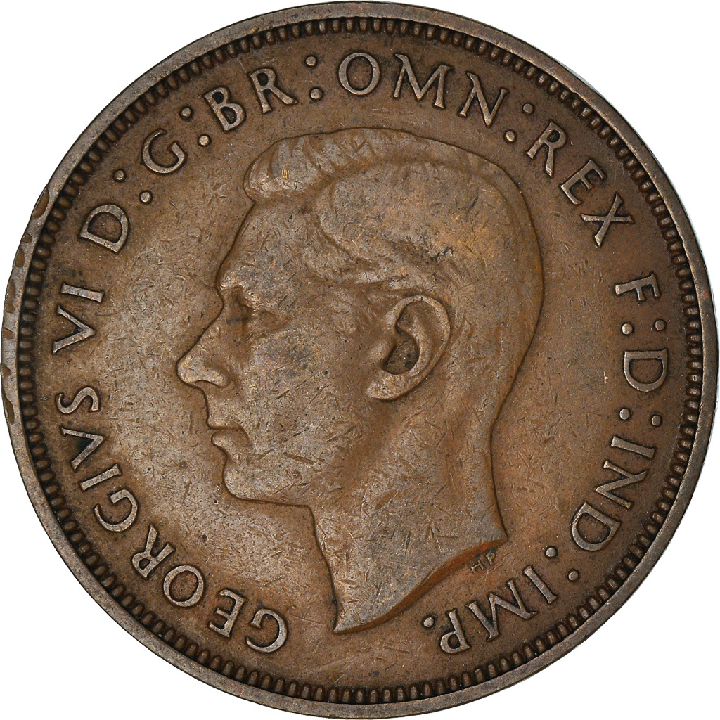 Moneda, Gran Bretaña, George VI, Penny, 1938, BC+, Bronce, KM:845