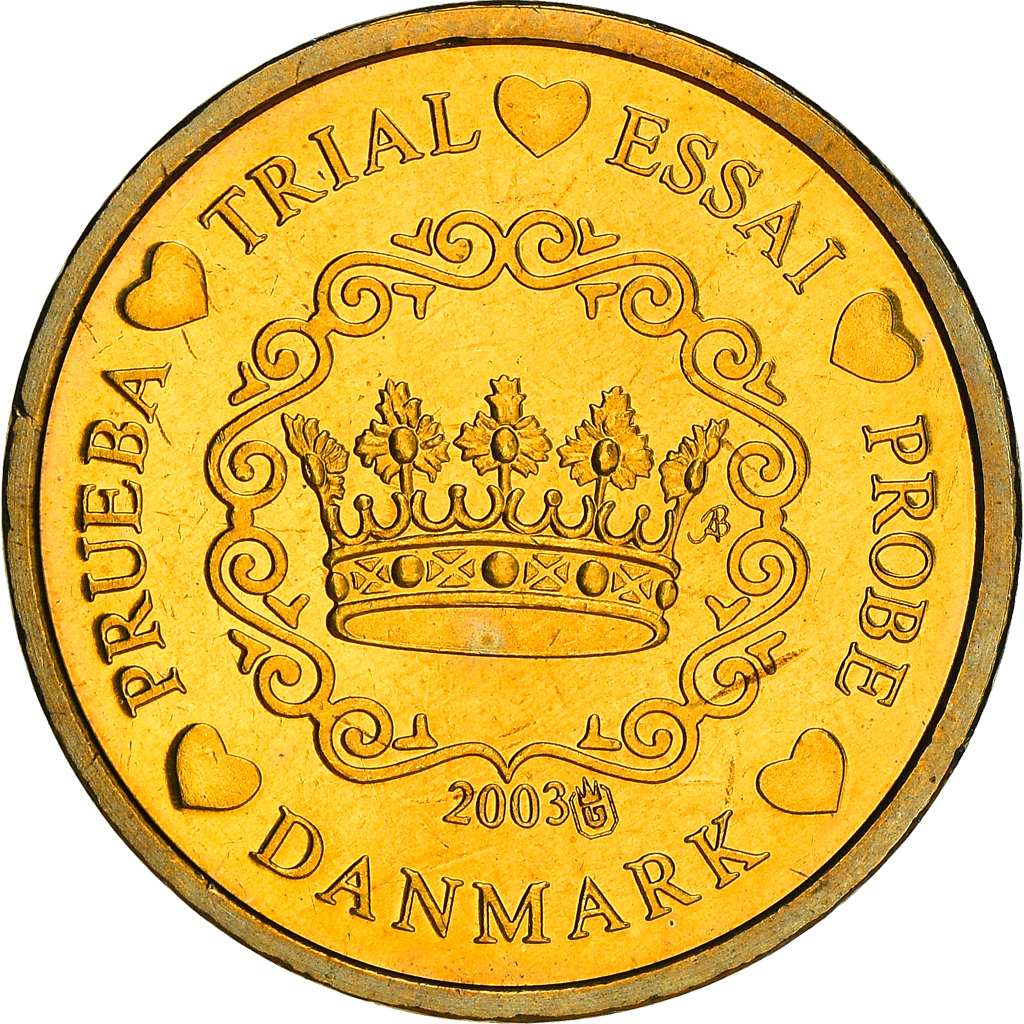 Dinamarca, 10 Euro Cent, 2003, unofficial private coin, SC+, Latón