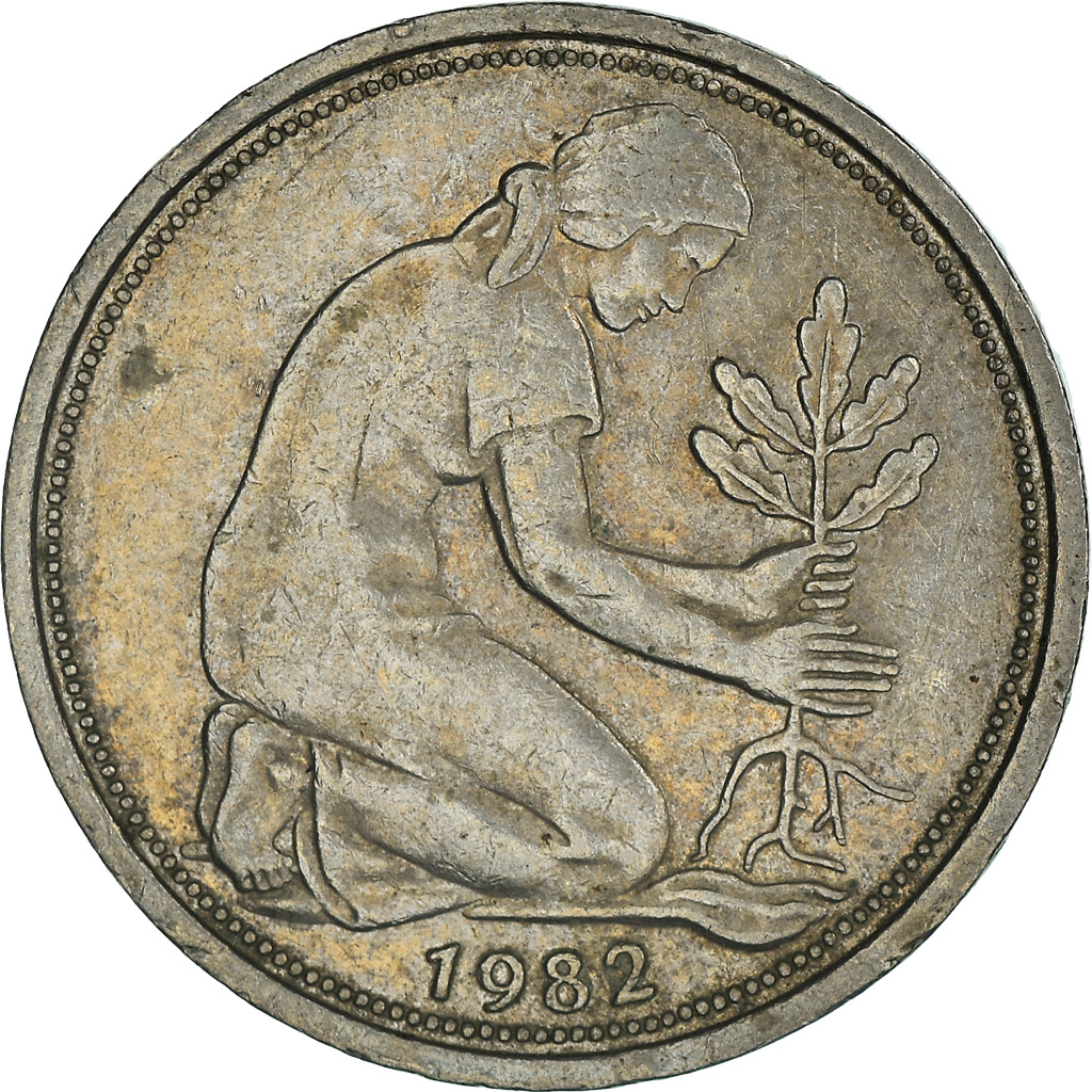 Coin, GERMANY - FEDERAL REPUBLIC, 50 Pfennig, 1982, Stuttgart, 