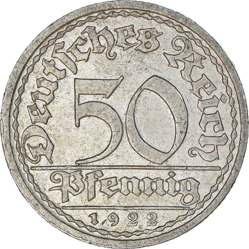 Coin, GERMANY, WEIMAR REPUBLIC, 50 Pfennig, 1922, Berlin, , Aluminum