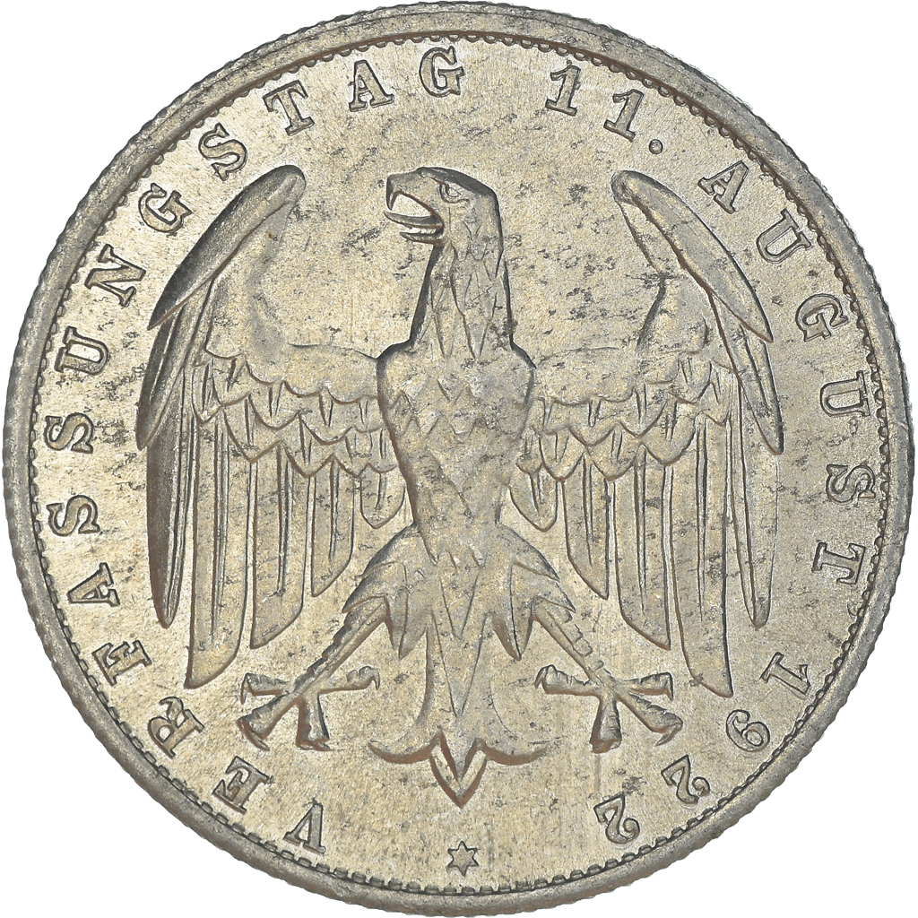 Moneda, ALEMANIA - REPÚBLICA DE WEIMAR, 3 Mark, 1922, Berlin, MBC+, Aluminio