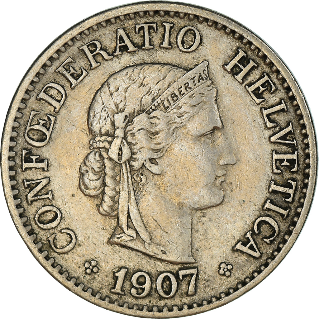 Moneda, Suiza, 10 Rappen, 1907, Bern, MBC, Cobre - níquel, KM:27