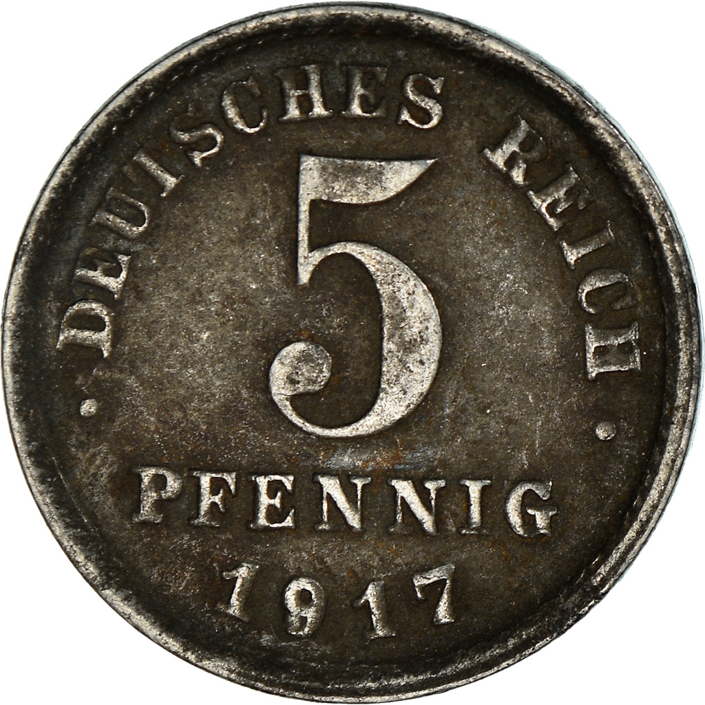 Coin, GERMANY - EMPIRE, 5 Pfennig, 1917, Karlsruhe, , Iron, KM:19