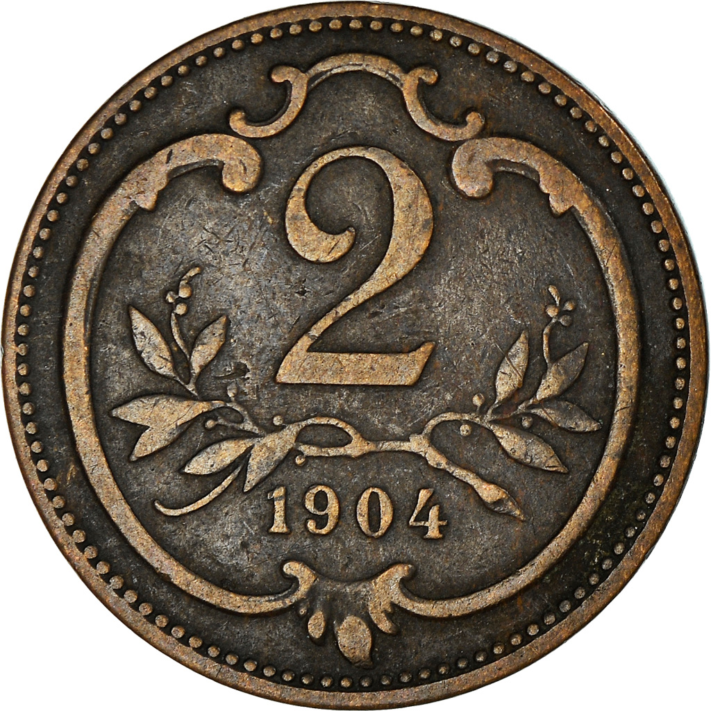 Moneda, Austria, Franz Joseph I, 2 Heller, 1904, BC+, Bronce, KM:2801