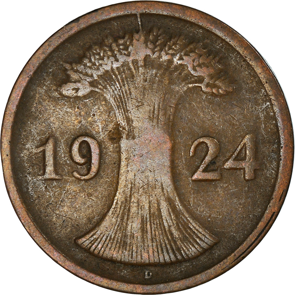 Coin, GERMANY, WEIMAR REPUBLIC, 2 Rentenpfennig, 1924, Munich, 