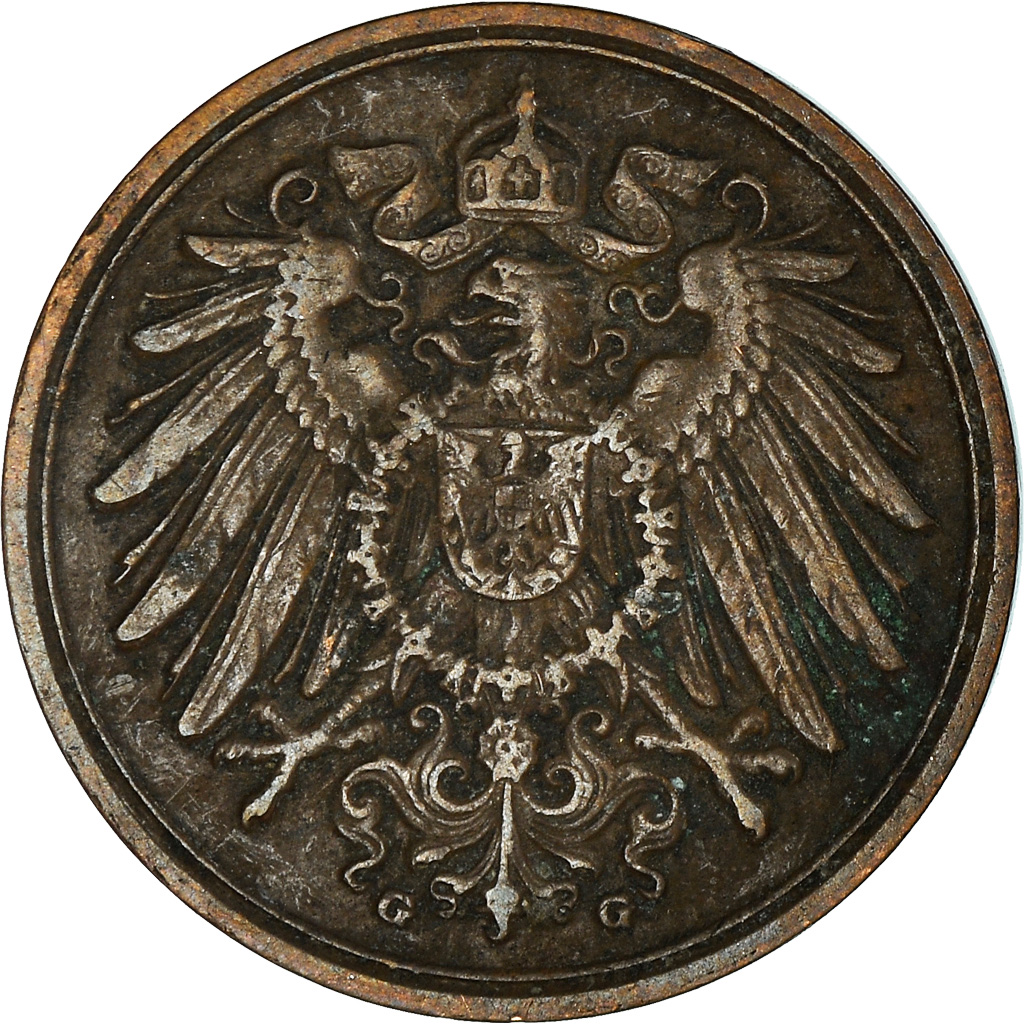 Moneda, ALEMANIA - IMPERIO, Wilhelm II, Pfennig, 1910, Karlsruhe, BC+, Cobre