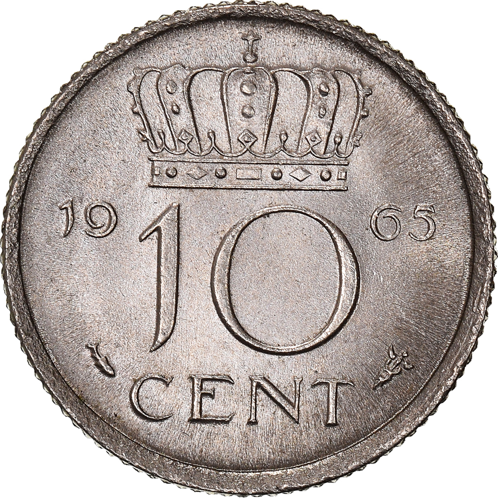 Coin, Netherlands, Juliana, 10 Cents, 1965, , Nickel, KM:182
