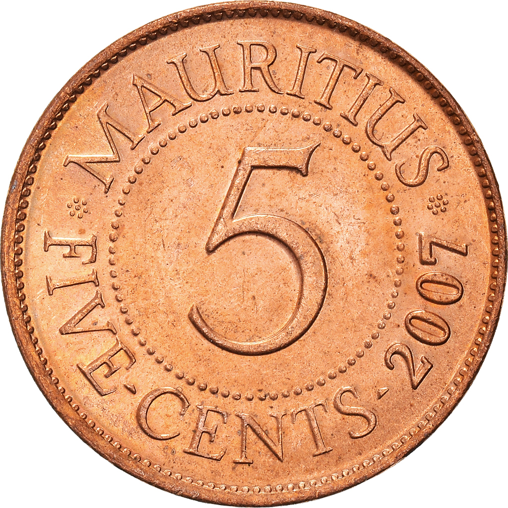 Moneda, Mauricio, 5 Cents, 2007, EBC+, Cobre chapado en acero, KM:52