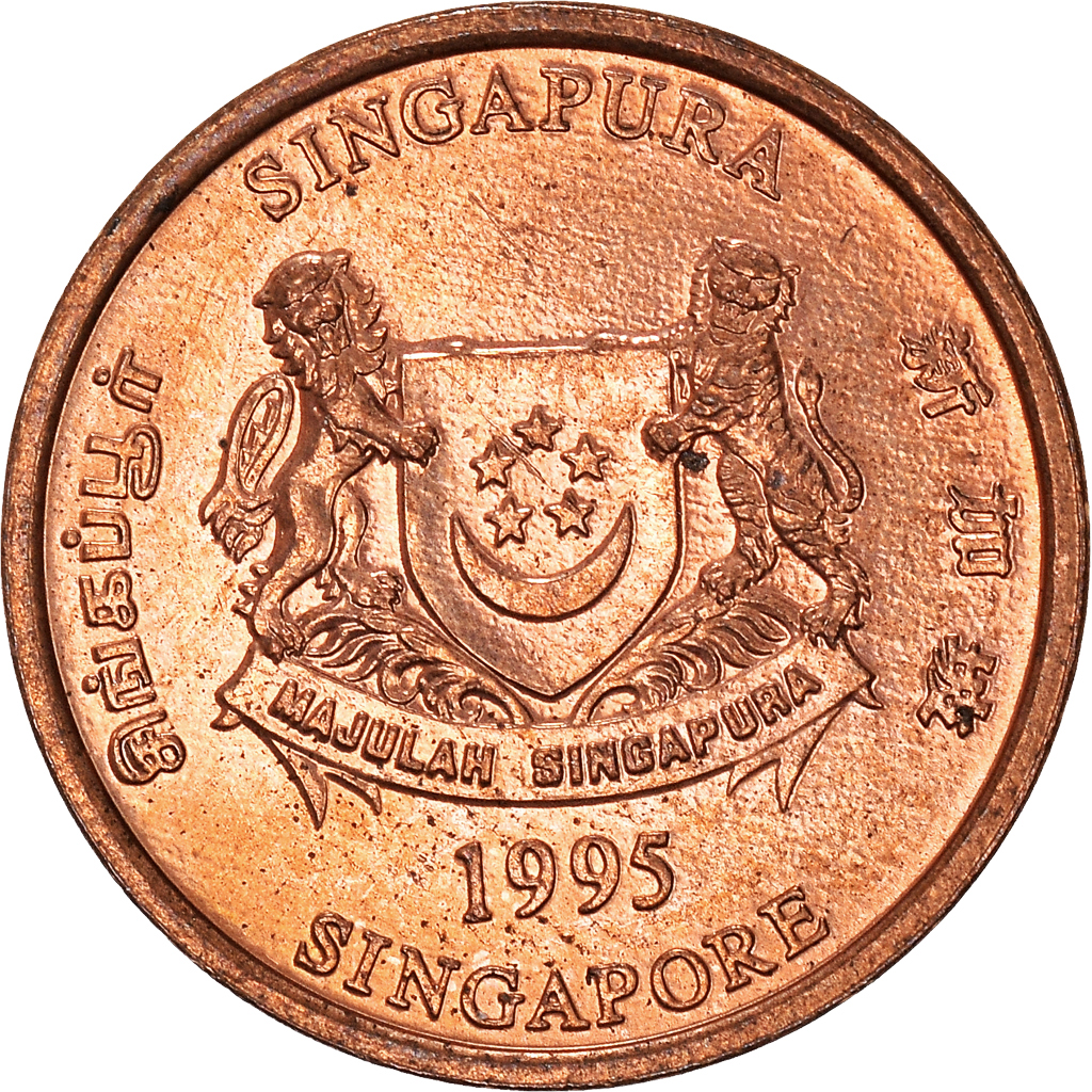 Coin, Singapore, Cent, 1995, Singapore Mint, , Copper Plated Zinc
