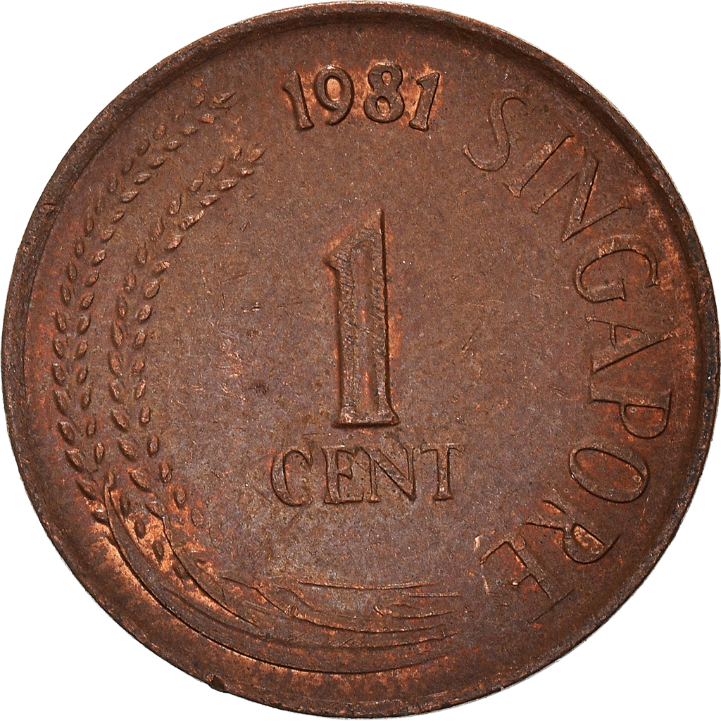 Moneda, Singapur, Cent, 1981, MBC+, Cobre recubierto de acero, KM:1a