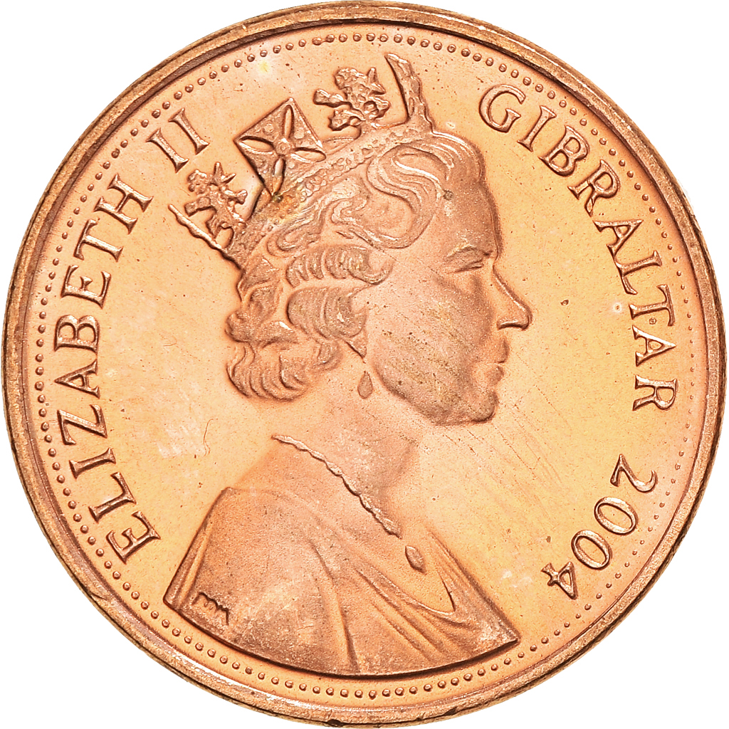 Coin, Gibraltar, Elizabeth II, Penny, 2004, , Copper Plated Steel