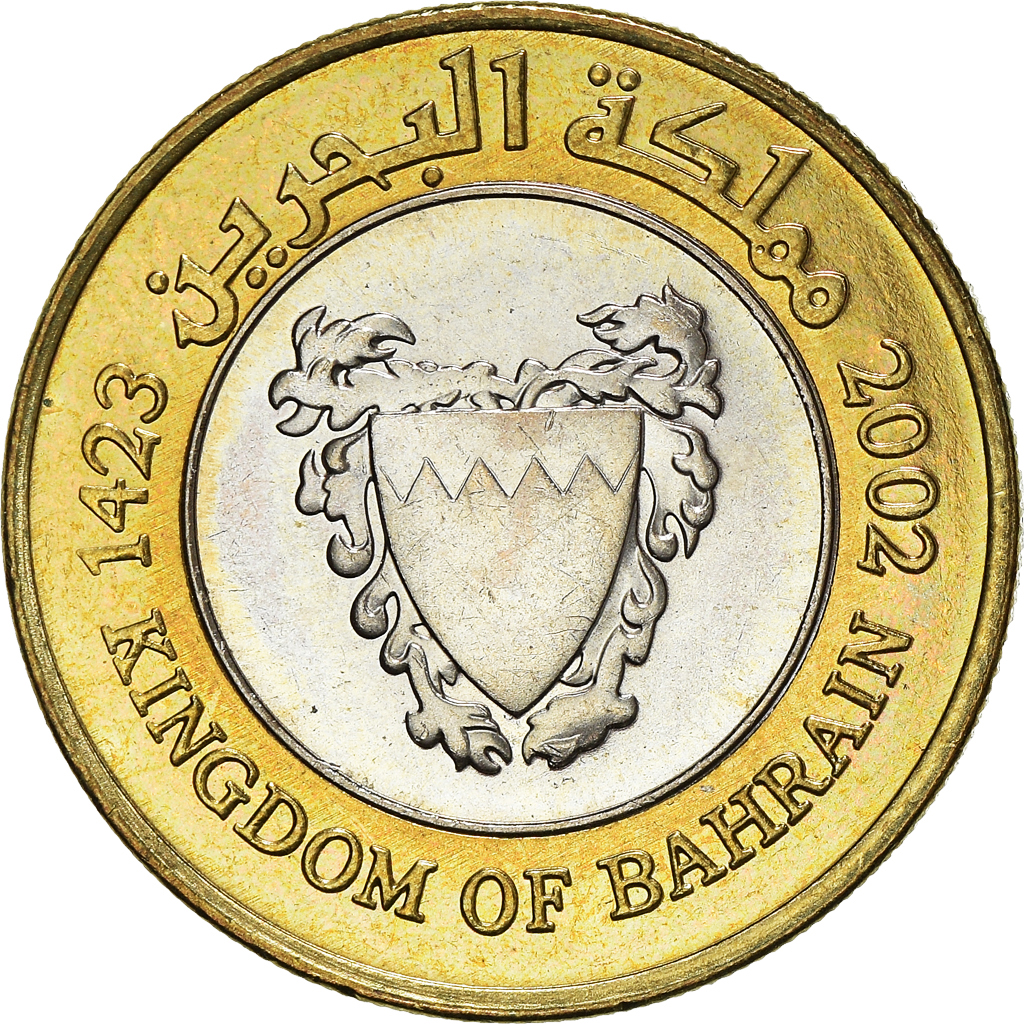 Coin, Bahrain, Hamed Bin Isa, 100 Fils, 2002/AH1423, , Bi-Metallic