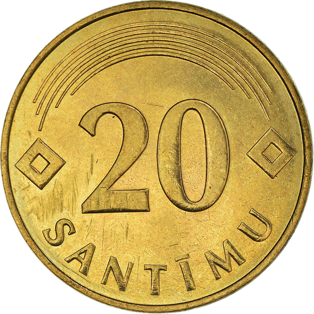 Moneda, Letonia, 20 Santimu, 1992, SC+, Níquel - latón, KM:22.1