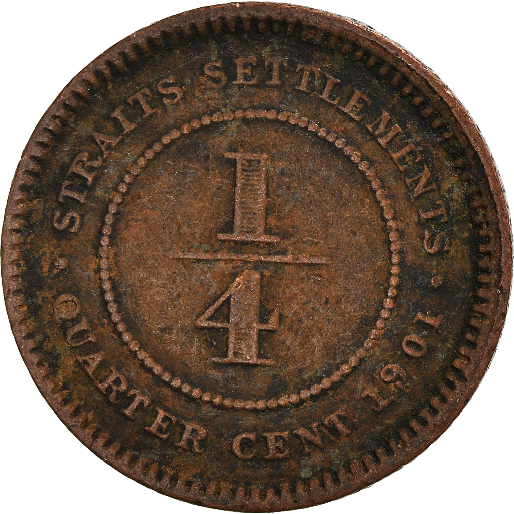 Coin, Straits Settlements, Victoria, 1/4 Cent, 1901, , Bronze, KM:14