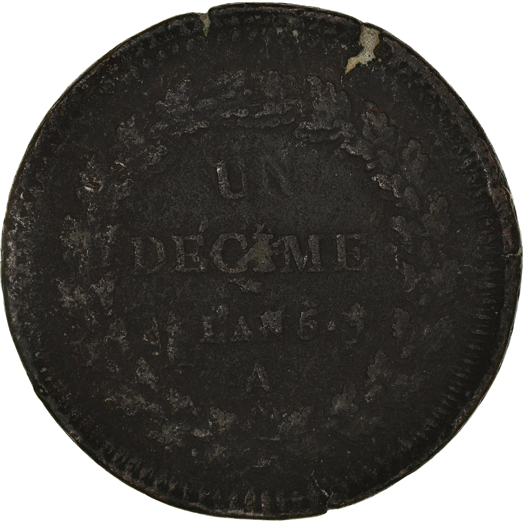 Coin, France, Dupré, Decime, 1796, Paris, , Bronze, KM:644.1