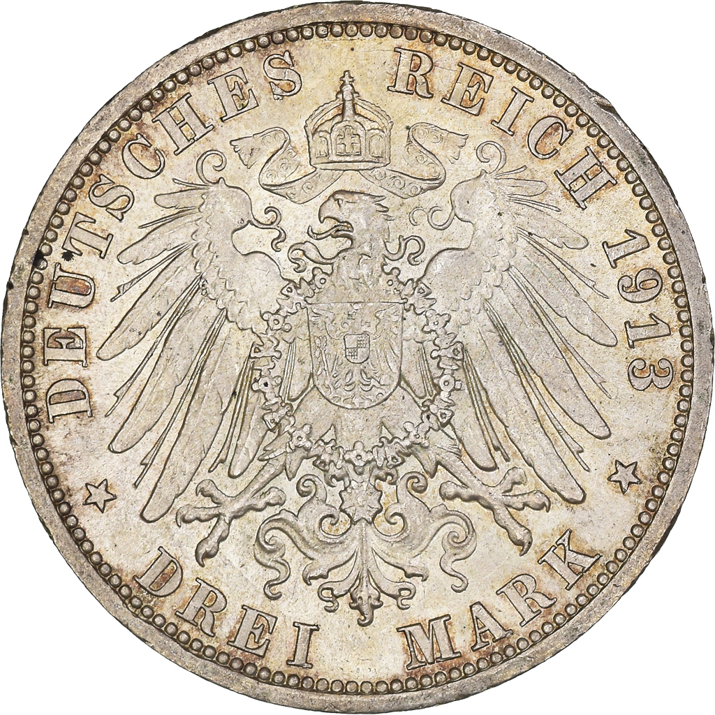 Coin, German States, PRUSSIA, Wilhelm II, 3 Mark, 1913, Berlin, 
