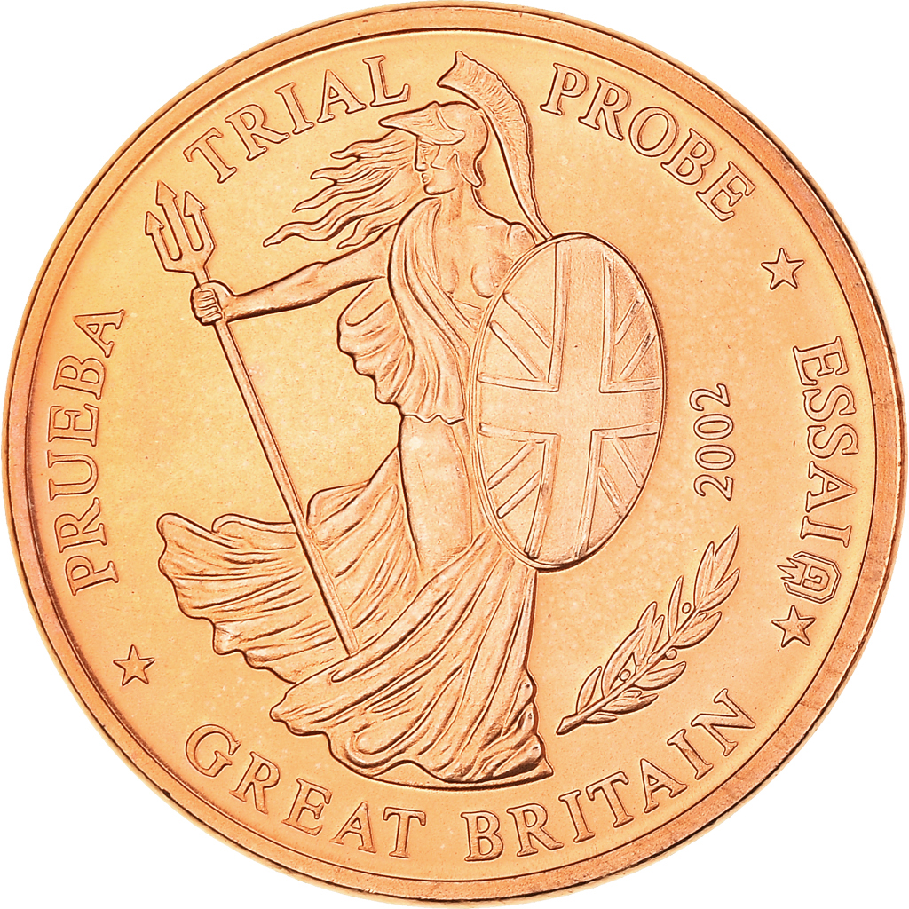 Gran Bretaña, Euro Cent, 2002, unofficial private coin, FDC, Cobre chapado en