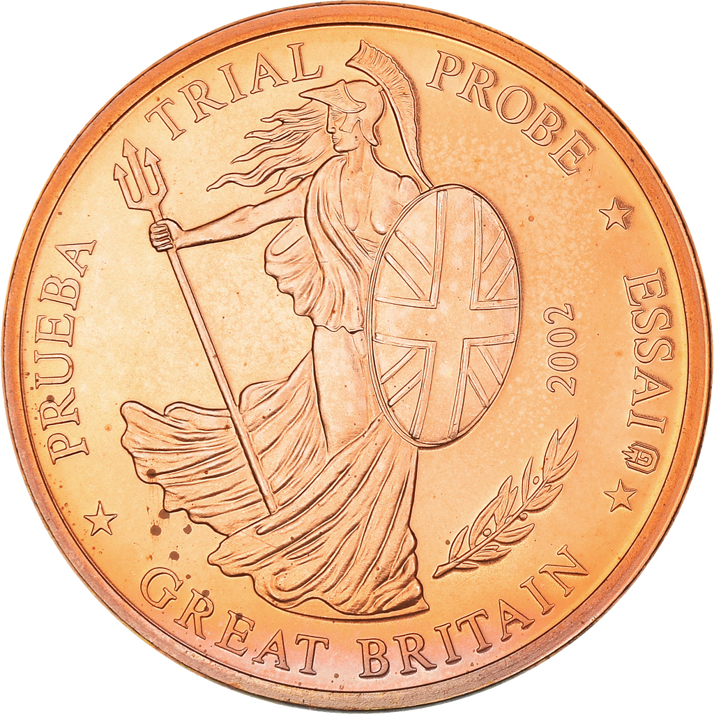 Gran Bretaña, 5 Euro Cent, 2002, unofficial private coin, SC+, Cobre chapado en
